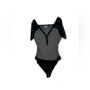 Women’s White Birch Black & White Striped Bodysuit Size 3X